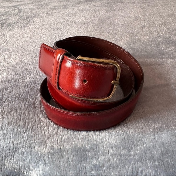 Dooney & Bourke Vintage Burgundy Wellington Calf Leather Belt Brass Buckle 80/32 - Picture 1 of 12